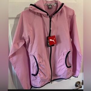 Puma Light Pink Hooded Jacket with Black Accents